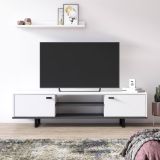 Mobile Porta tv Bianco un Ripiano 2 Ante 150x44x35h cm, 4 Vani