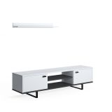 Mobile Porta tv Bianco un Ripiano 2 Ante 150x44x35h cm, 4 Vani