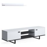 Mobile Porta tv Bianco un Ripiano 2 Ante 150x44x35h cm, 4 Vani