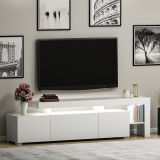 Mobile Porta tv Bianco un Ripiano 3 Ante 192x37x53h cm, Luci led Incluse - Trasacco