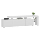 Mobile Porta tv Bianco un Ripiano 3 Ante 192x37x53h cm, Luci led Incluse - Trasacco