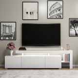 Mobile Porta tv Bianco un Ripiano 3 Ante 192x37x53h cm, Luci led Incluse - Trasacco