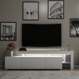 Mobile Porta tv Bianco un Ripiano 3 Ante 192x37x53h cm, Luci led Incluse - Trasacco