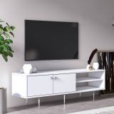 Mobile Porta tv Bianco un Ripiano 3 Vani 140x35x45h cm, Apertura Battente - Militello