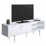 Mobile Porta tv Bianco un Ripiano 3 Vani 140x35x45h cm, Apertura Battente - Militello
