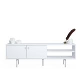 Mobile Porta tv Bianco un Ripiano 3 Vani 140x35x45h cm, Apertura Battente - Militello