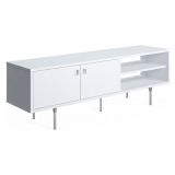 Mobile Porta tv Bianco un Ripiano 3 Vani 140x35x45h cm, Apertura Battente - Militello
