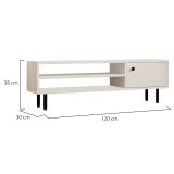 Mobile Porta tv Bianco un Ripiano Apertura Battente 120x30x38h cm, Un'anta - Metomaha