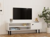 Mobile Porta tv Bianco un Ripiano Apertura Battente 120x30x38h cm, Un'anta - Metomaha