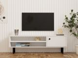Mobile Porta tv Bianco un Ripiano Apertura Battente 120x30x38h cm, Un'anta - Metomaha