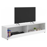 Mobile Porta tv Bianco un Ripiano Un'anta 42x180x42h cm, 2 Vani - Borger