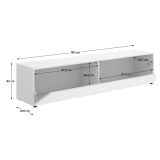 Mobile Porta tv Bianco un Ripiano Un'anta 42x180x42h cm, 2 Vani - Borger