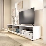 Mobile Porta tv Bianco un Ripiano Un'anta 42x220x42h cm, 2 Vani - Brewster