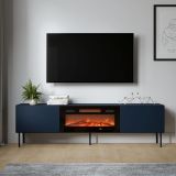 Mobile Porta tv blu un Ripiano 2 Ante 200x42x57h cm, Caminetto Incluso - Vermezzo