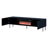 Mobile Porta tv blu un Ripiano 2 Ante 200x42x57h cm, Caminetto Incluso - Vermezzo
