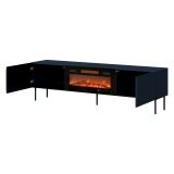 Mobile Porta tv blu un Ripiano 2 Ante 200x42x57h cm, Caminetto Incluso - Vermezzo