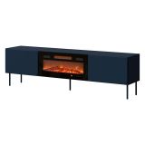 Mobile Porta tv blu un Ripiano 2 Ante 200x42x57h cm, Caminetto Incluso - Vermezzo