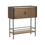 Mobile porta TV Bollengo, Credenza da soggiorno, Armadio basso per TV, Base parete attrezzata, 100x42 h110 cm, Grigio e Marrone