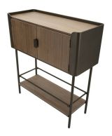 Mobile porta TV Bollengo, Credenza da soggiorno, Armadio basso per TV, Base parete attrezzata, 100x42 h110 cm, Grigio e Marrone