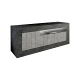 Mobile porta TV Braies, Credenza da soggiorno, Armadio basso per TV, Base parete attrezzata, Made in Italy, 138x42 h56 cm, Ardesia e Cemento