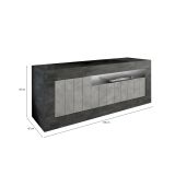 Mobile porta TV Braies, Credenza da soggiorno, Armadio basso per TV, Base parete attrezzata, Made in Italy, 138x42 h56 cm, Ardesia e Cemento