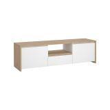 Mobile porta TV Catherine, Credenza da soggiorno, Armadio basso per TV, Base parete attrezzata, 48x179 h52 cm, Rovere e Bianco