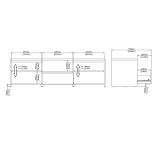 Mobile porta TV Catherine, Credenza da soggiorno, Armadio basso per TV, Base parete attrezzata, 48x179 h52 cm, Rovere e Bianco