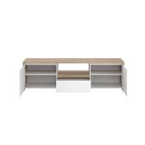Mobile porta TV Catherine, Credenza da soggiorno, Armadio basso per TV, Base parete attrezzata, 48x179 h52 cm, Rovere e Bianco