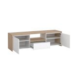Mobile porta TV Catherine, Credenza da soggiorno, Armadio basso per TV, Base parete attrezzata, 48x179 h52 cm, Rovere e Bianco