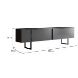 Mobile porta TV Centaurus, Supporto per televisione da salotto, Credenza bassa da soggiorno, Base porta TV, 180x30h50 cm, Antracite e Nero