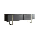 Mobile porta TV Centaurus, Supporto per televisione da salotto, Credenza bassa da soggiorno, Base porta TV, 180x30h50 cm, Antracite e Oro