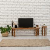 Mobile porta TV Ceres, Supporto per televisione da salotto, Credenza bassa da soggiorno, Base porta TV, 140x35h40 cm, Naturale