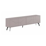 Mobile porta TV Chiron, Credenza da soggiorno, Armadio basso per TV, Base parete attrezzata, 180x30 h50 cm, Beige