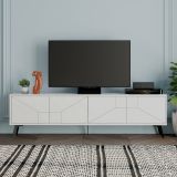 Mobile porta TV Chiron, Credenza da soggiorno, Armadio basso per TV, Base parete attrezzata, 180x30 h50 cm, Bianco
