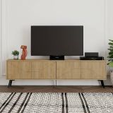 Mobile porta TV Chiron, Credenza da soggiorno, Armadio basso per TV, Base parete attrezzata, 180x30 h50 cm, Quercia