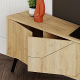 Mobile porta TV Chiron, Credenza da soggiorno, Armadio basso per TV, Base parete attrezzata, 180x30 h50 cm, Quercia
