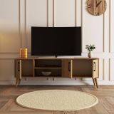 Mobile porta TV Daphnis, Credenza da soggiorno, Armadio basso per TV, Base parete attrezzata, 150x34 h52 cm, Quercia