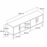 Mobile porta TV Daphnis, Credenza da soggiorno, Armadio basso per TV, Base parete attrezzata, 150x34 h52 cm, Quercia e Bianco