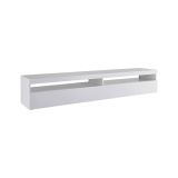 Mobile porta TV David, Credenza bassa da soggiorno, Base porta TV, 100% Made in Italy, cm 200x45h36, Bianco lucido, con luce LED