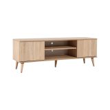Mobile porta TV Decrux, Credenza da soggiorno, Armadio basso per TV, Base parete attrezzata, 140x40 h50 cm, Quercia