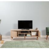 Mobile porta TV Decrux, Credenza da soggiorno, Armadio basso per TV, Base parete attrezzata, 140x40 h50 cm, Quercia