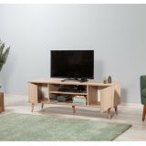Mobile porta TV Decrux, Credenza da soggiorno, Armadio basso per TV, Base parete attrezzata, 140x40 h50 cm, Quercia