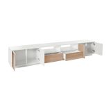 Mobile porta TV Dleott, cm 260x41h46, Bianco lucido e Noce