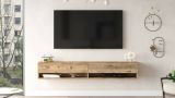 Mobile porta TV Eirene, Supporto per televisione da salotto, Credenza bassa da soggiorno, Base porta TV, 180x32h29 cm, Quercia