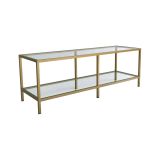 Mobile porta TV Electra, Supporto per televisione da salotto, Credenza bassa da soggiorno, Base porta TV, 130x40h45 cm, Oro