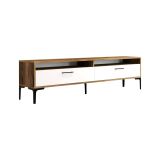Mobile porta TV Eltanin, Supporto per televisione da salotto, Credenza bassa da soggiorno, Base porta TV, 47x35h180 cm, Noce e Bianco
