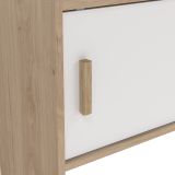 Mobile porta TV Emeline, Credenza da soggiorno, Armadio basso per TV, Base parete attrezzata, 48x159 h181 cm, Rovere e Bianco