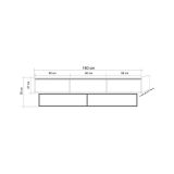 Mobile porta TV Eos, Supporto per televisione da salotto, Credenza bassa da soggiorno, Base porta TV, Noce e Nero, 180x40h50 cm