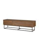 Mobile porta TV Eos, Supporto per televisione da salotto, Credenza bassa da soggiorno, Base porta TV, Noce e Nero, 180x40h50 cm