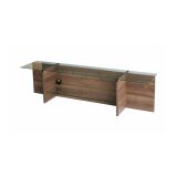 Mobile porta TV Erinyes, Supporto per televisione da salotto, Credenza bassa da soggiorno, Base porta TV, 158x35h40 cm, Noce